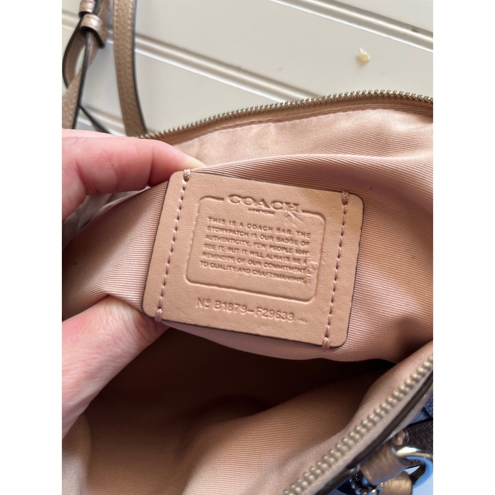 Coach Kelsey Satchel Metallic Pebble Leather Crossbody Bag F28989 Gold Silver - Picture 7 of 8